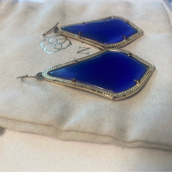 Alexandra Statement Earrings in Gold & Cobalt Blue - Picture 3 of 3